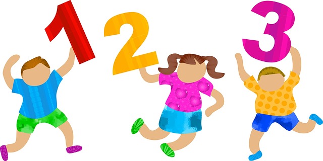Illustration av barn som håller siffrorna 1, 2 och 3.
